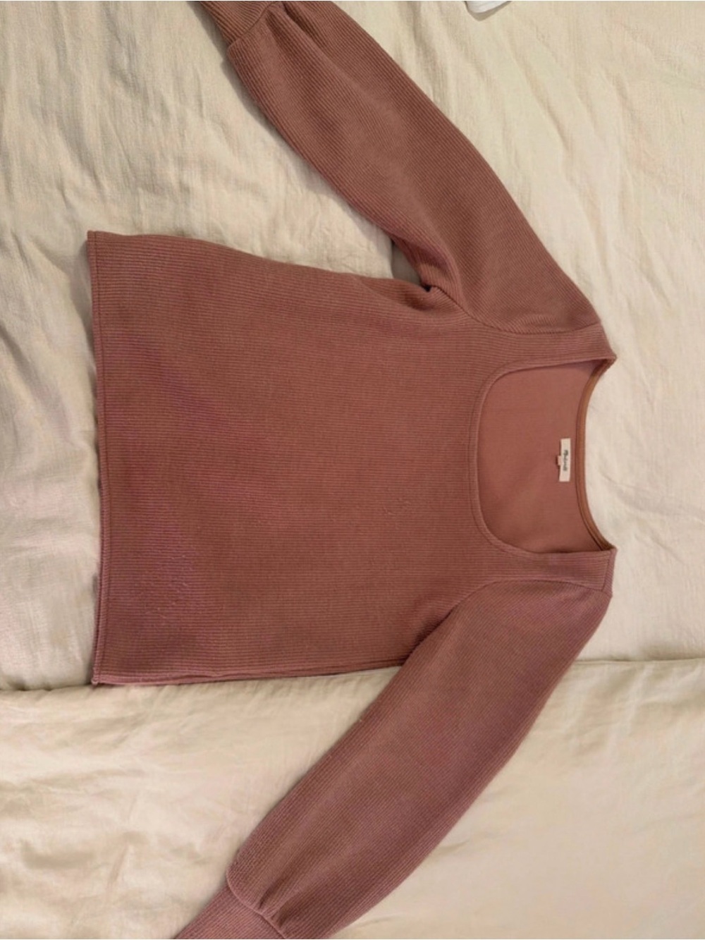 Madewell Square Neck Knit Sweater in Dusty Rose